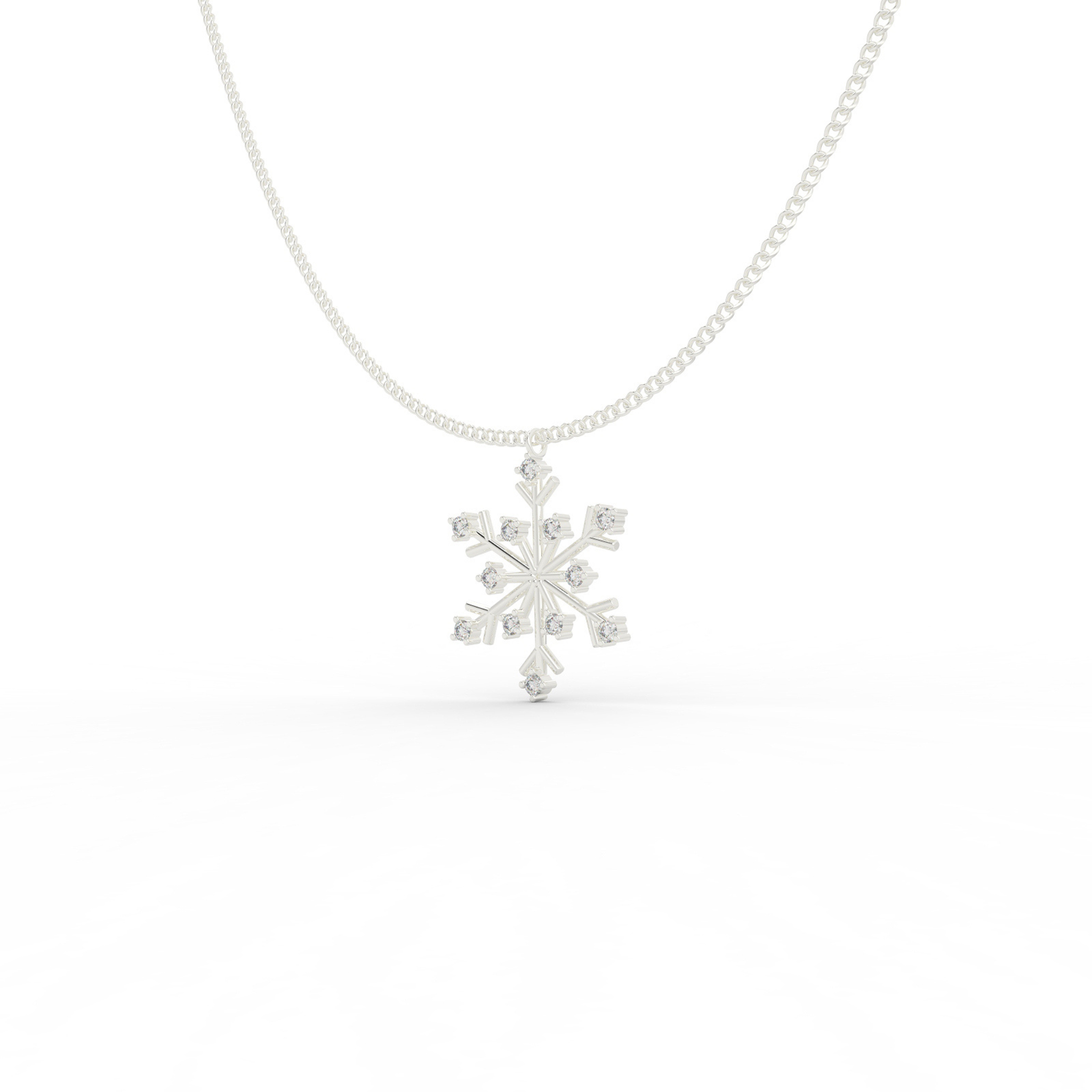 Crystal Snowflake Charm Pendant With Chain- Hallmarked 925 Sterling Silver
